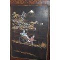 A magnificent antique Vietnamese painting with stunning mother of pearl inlays and gold guilding