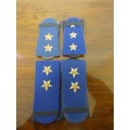 Four pre 1994 South African Police "Lieutenant" shoulder board ranks with metal insignia