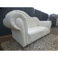 A gorgeous, quality PU leather Chesterfield style sofa w crystal like studs. MAGNIFICENT!!!