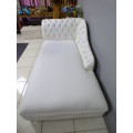 A superb x-large PU leather Chesterfield style chaise lounge w crystal like studs. Style & class!!!!