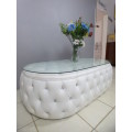 A superb x-large PU leather Chesterfield style ottoman/coffee table w crystal like studs. Gorgeous!!