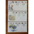3x South African (1983) ''Fishing Flies From Transkei'' first day covers w/ stamps