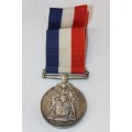 A spectacular and very scarce silver "South African - For War Services" medal w/ ribbon