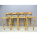Four awesome yellow wood bentwood bar chairs with wicker seats - Stunning!!   RS17Sale