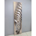 2 impressive x-lge (2m) oil paintings of Zebra drinking - beautiful on a large wall! price for both!