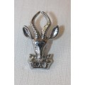 A magnificent South African Defense Force "SA infantry" springbok cap/ collar badge