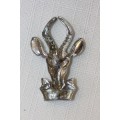 A magnificent South African Defense Force "SA infantry" springbok cap/ collar badge