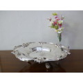 A stunning vintage silver plated (on copper) footed bowl with gorgeous detailing.