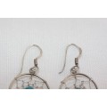 A stunning pair of (925) sterling silver ladies "Dream-catcher" earrings for pieced ears
