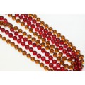 Two superb (Long) single stand beaded ladies necklaces in an amber and in a deep red colour