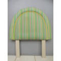 A lovely very colourful single bed headboard in a durable quality fabric. Brighten up a room!!