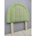 A lovely very colourful single bed headboard in a durable quality fabric. Brighten up a room!!