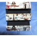 An awesome two-drawer storage/ jewellery box with glass "Paris" themed tiles & glass handles