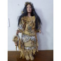 Gorgeous American Indian porcelain doll, fabulous in a girls room or add to a collection - AAA
