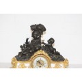 Remarkable 17th-century French gold gilt & patina'd bronze renaissance revival mantle clock - RS17CL