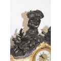 Remarkable 17th-century French gold gilt & patina'd bronze renaissance revival mantle clock - RS17CL