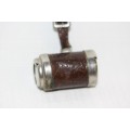 An incredible and rare antique leather clad silver plated double "Sovereign" cylinder coin holder