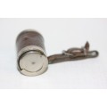 An incredible and rare antique leather clad silver plated double "Sovereign" cylinder coin holder