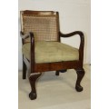 An amazing vintage solid Imbuia "Wicker Back" ball & claw occasional chair
