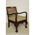 An amazing vintage solid Imbuia "Wicker Back" ball & claw occasional chair