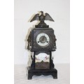 A stunning tall Italian red marble and French black slate Bronze "Eagle" chiming mantle clock RS17CL
