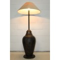A truly stunning vintage copper floor lamp with a large shade in beautiful condition