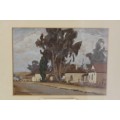 A beautiful original framed Erich Mayer (1876 to 1960) landscape watercolour painting titled "Huise"