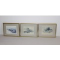 A wonderful set of three limited edition signed and framed oriental themed "village" scene prints
