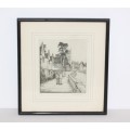 A rare framed original 1930 L. Russell Conway black & white signed etching in awesome condition