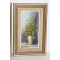 Pair of original framed Dirk Venter oil on board paintings of daisies in a vase! Price for both!!!