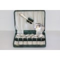 A superb boxed set of English made EPNS silver plated dessert spoons in stunning condition