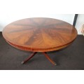 A magnificent round Kingwood inlay/ finished dining table with solid brass lion feet caps - STUNNING