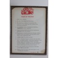 Framed behind glass "Rules Of This Bar", fantastic in a pub or restaurant!
