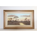 Spectacular framed and signed original Dirk Venter landscape oil on board painting - RS17Sale