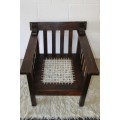 An incredible solid imbuia "riempie" arm chair/ occasional chair in fantastic condition