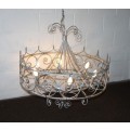 An incredible and beautifully made large wrought iron 6-globe chandelier in great condition