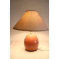 A lovely porcelain salmon-coloured coffee table lamp with a shade - very stylish - RS17Sale