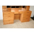 A fantastic solidly built oak dressing table & stool w/ folding mirror.RS17Bed