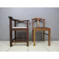 2x incredible wooden upholstered occasional chairs - perfect for extra seating in the house