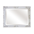 Beautiful ornately moulded "matt white" wooden framed bevelled glass wall mirror = a stunner! RS17M