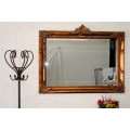 Exquisite solid wooden ornately moulded "antique gold" bevelled glass buffet/ mantle mirror - RS17M