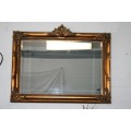 Exquisite solid wooden ornately moulded "antique gold" bevelled glass buffet/ mantle mirror - RS17M