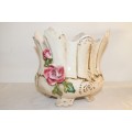 A spectacular large hand painted Italian made Capodimonte porcelain planter bowl