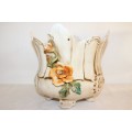 A spectacular large hand painted Italian made Capodimonte porcelain planter bowl