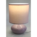 **RS17** A very pretty purple/ lilac porcelain table/ bedside lamp in complete working condition