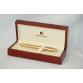 A superb boxed brushed 22ct gold plated engraved Sheaffer Legacy Heritage roller-ball pen