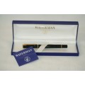 A stunning black and gold boxed "Waterman" Laureat fountain pen in superb condition