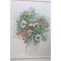 Three charming framed prints of arrangements of flowers - lovely on any wall - price/print