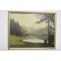 Wonderful large W. Merz painting print of an amazing landscape - perfect for a big wall - RS17Sale