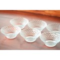 A stunning set of 7x glass dessert bowls w/ gorgeous raised "dots" pattern in great condition - AAA
